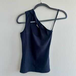 bailey44 ribbed asymmetric top navy blue xs women’s